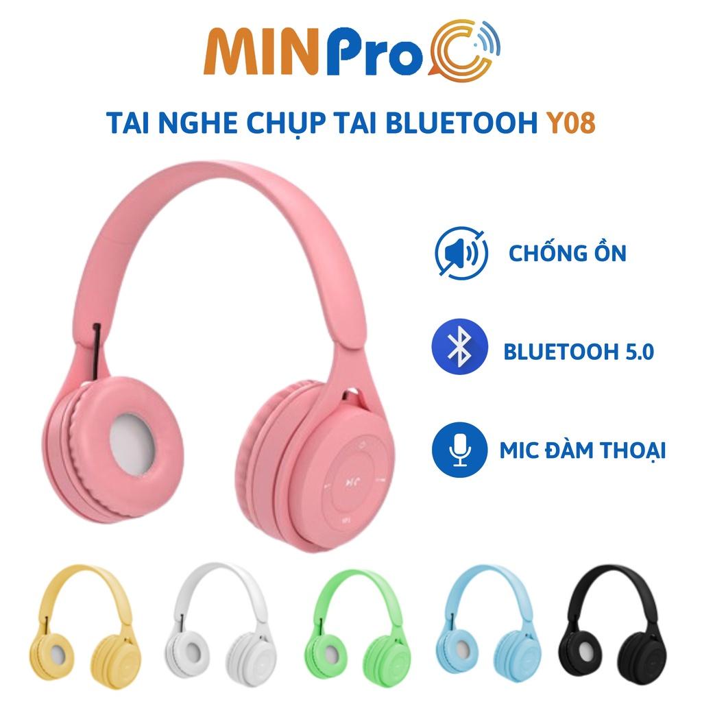 Tai Nghe Bluetooth MINPRO Y08 không dây chụp tai, có micro đàm thoại, tương thích mọi dòng điện thoại,bảo hành 1 đổi 1