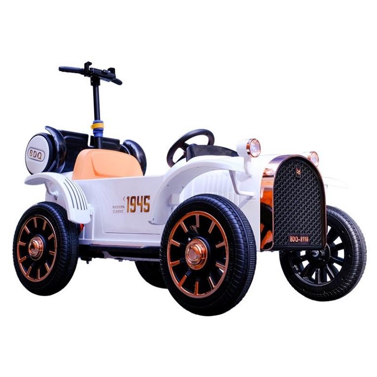 Xe oto điện trẻ em kèm xe kéo người đứng sau,xe có điều khiển đèn nhạc tải trọng lên đến 150kg cao cấp
