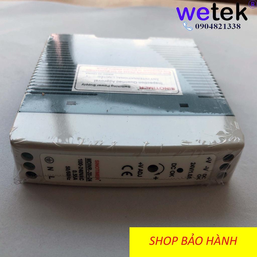 Nguồn xung cài DIN rail thương hiệu Sinotimer MDINR-20-24, 20W, 24Vdc, SMPS, hàng dự án, chứng chỉ, bảo hành đủ
