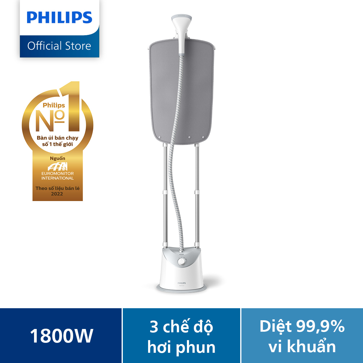 Bàn Ủi Hơi Nước Đứng PHILIPS GC487/89 1800W - Hàng Chính Hãng