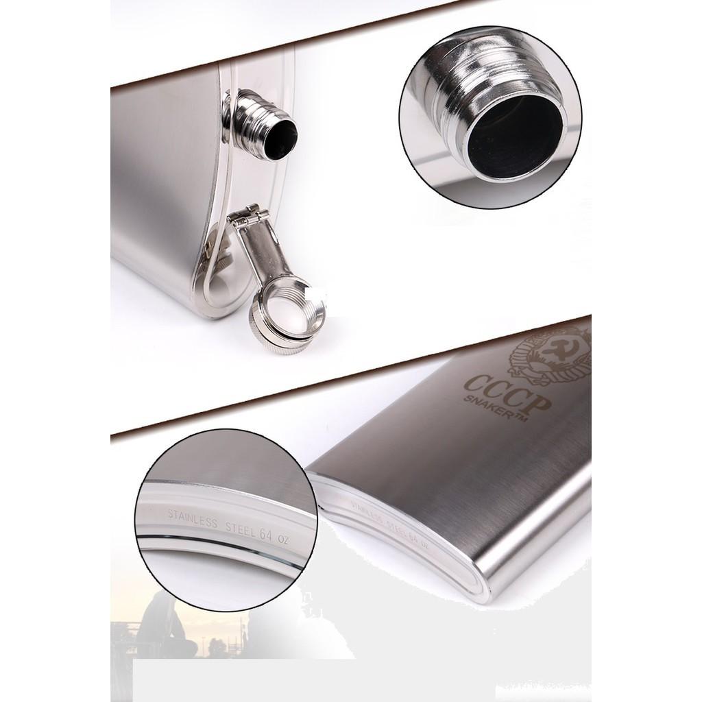 Bình đựng rượu nước inox cccp kèm bao da 0,5 lít shopaha247