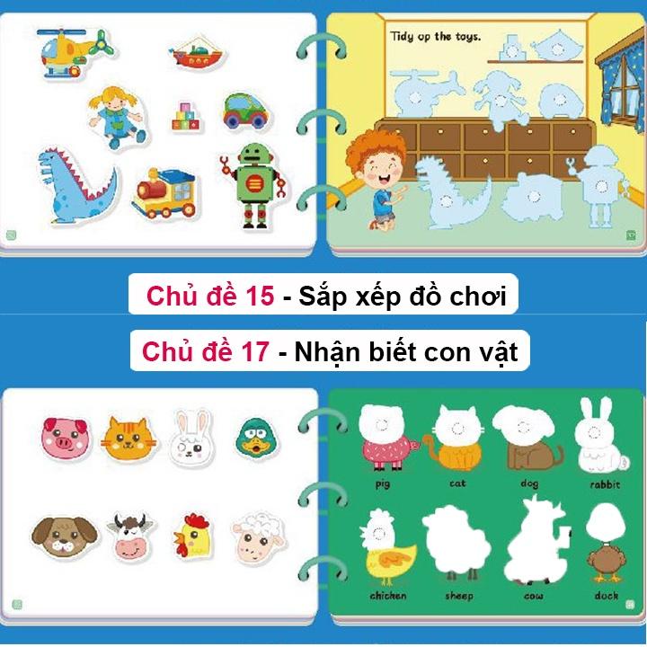 Đồ Chơi Học Liệu Bóc Dán Montessori Thông Minh Cho Bé 17 Chủ Đề Dùng Nhiều Lần Giúp Bé Vừa Chơi Vừa Học