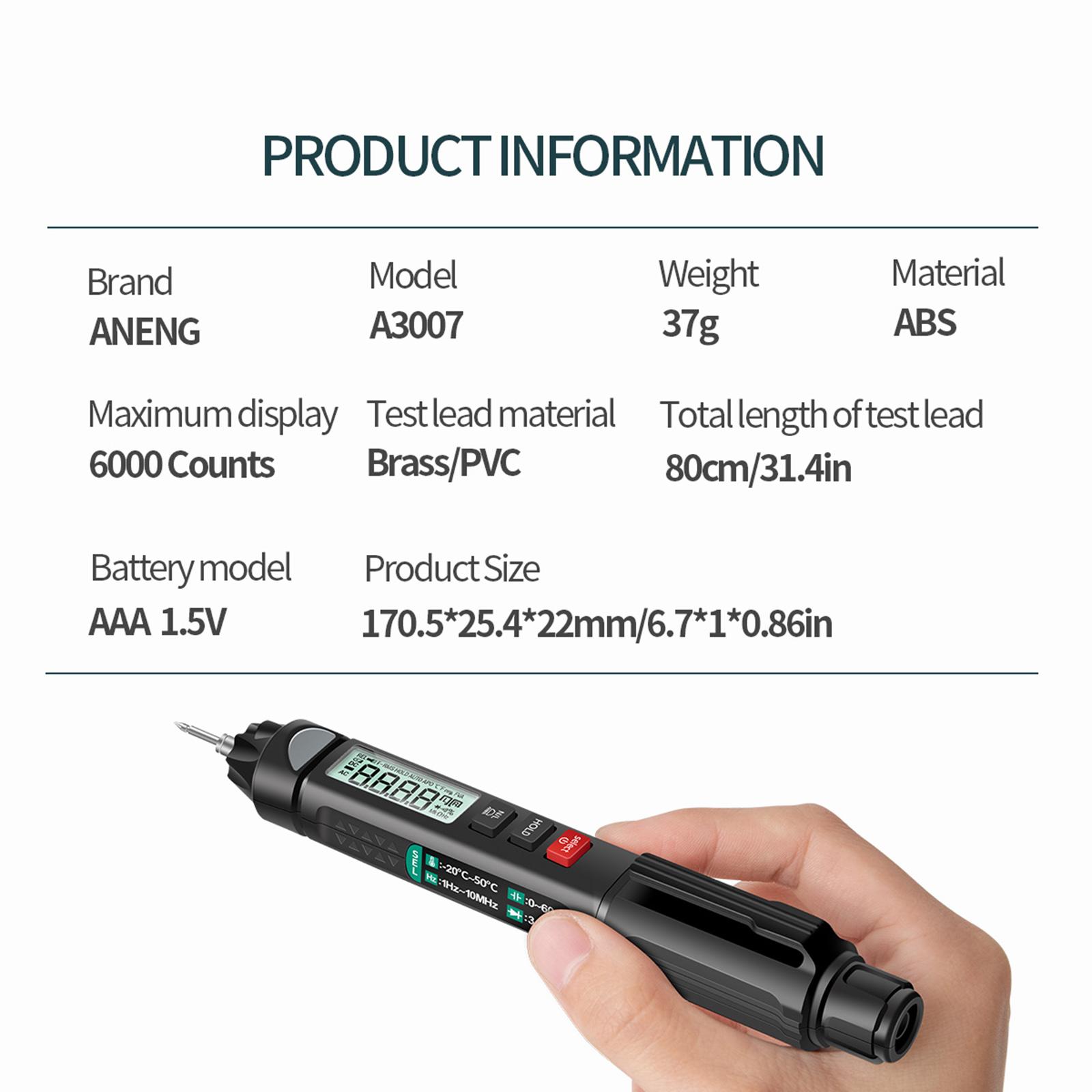 Multimeter Tester 6000 Counts AC/DC Voltage Meter Pen
