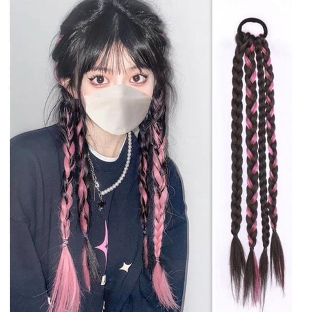 Tóc giả tết hình con rết nhiều màu size 45cm - Maben