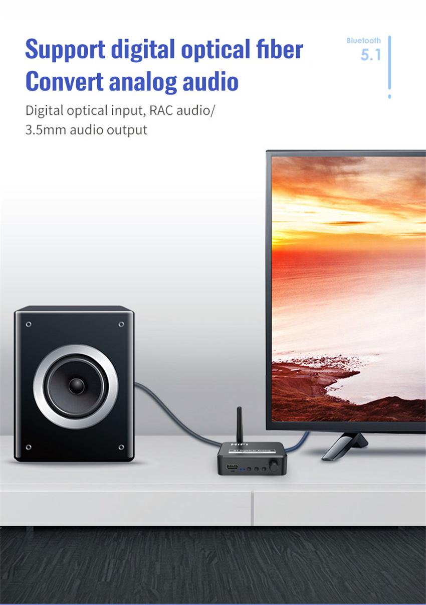 DAC Bluetooth 5.1 Bộ thu âm thanh kỹ thuật số sang tương tự