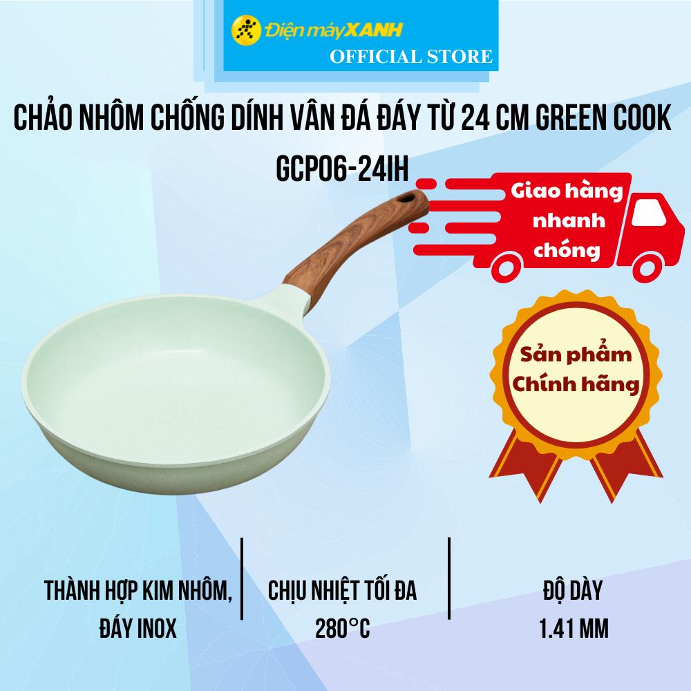 Chảo nhôm chống dính vân đá đáy từ 24 cm Green Cook GCP06-24IH