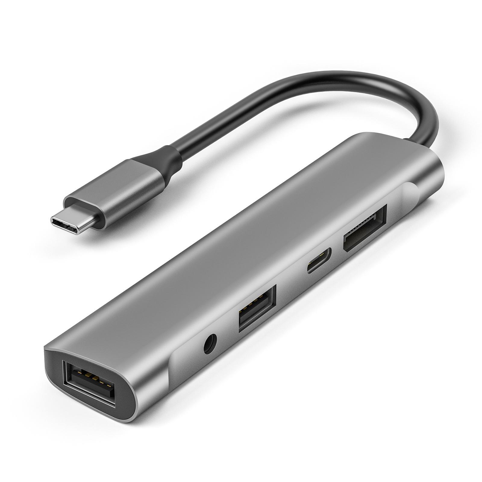 In 1 USB C Hub Adapter 60W PD 4K@60Hz Microphone Laptop