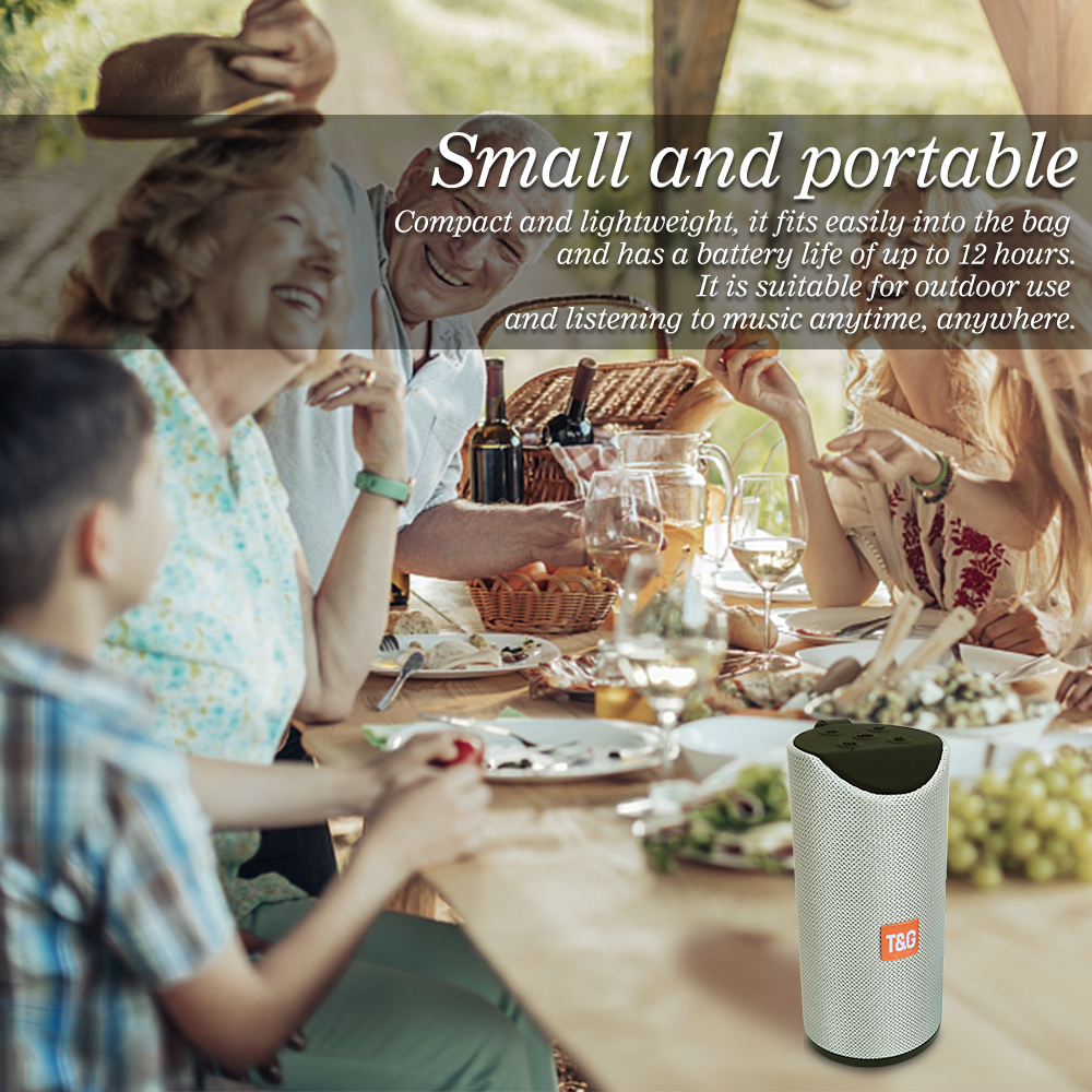 Bán chạy nhất TG113 10W Cột di động ngoài trời Loa không dây tương thích Bluetooth USB TF FM Radio Âm nhạc Loa siêu trầm âm thanh nổi cho PC Màu sắc: bạc