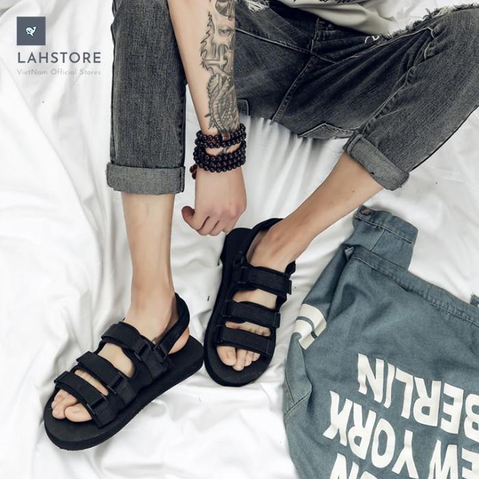 Giày sandal nam 3 quai trơn LAHSTORE