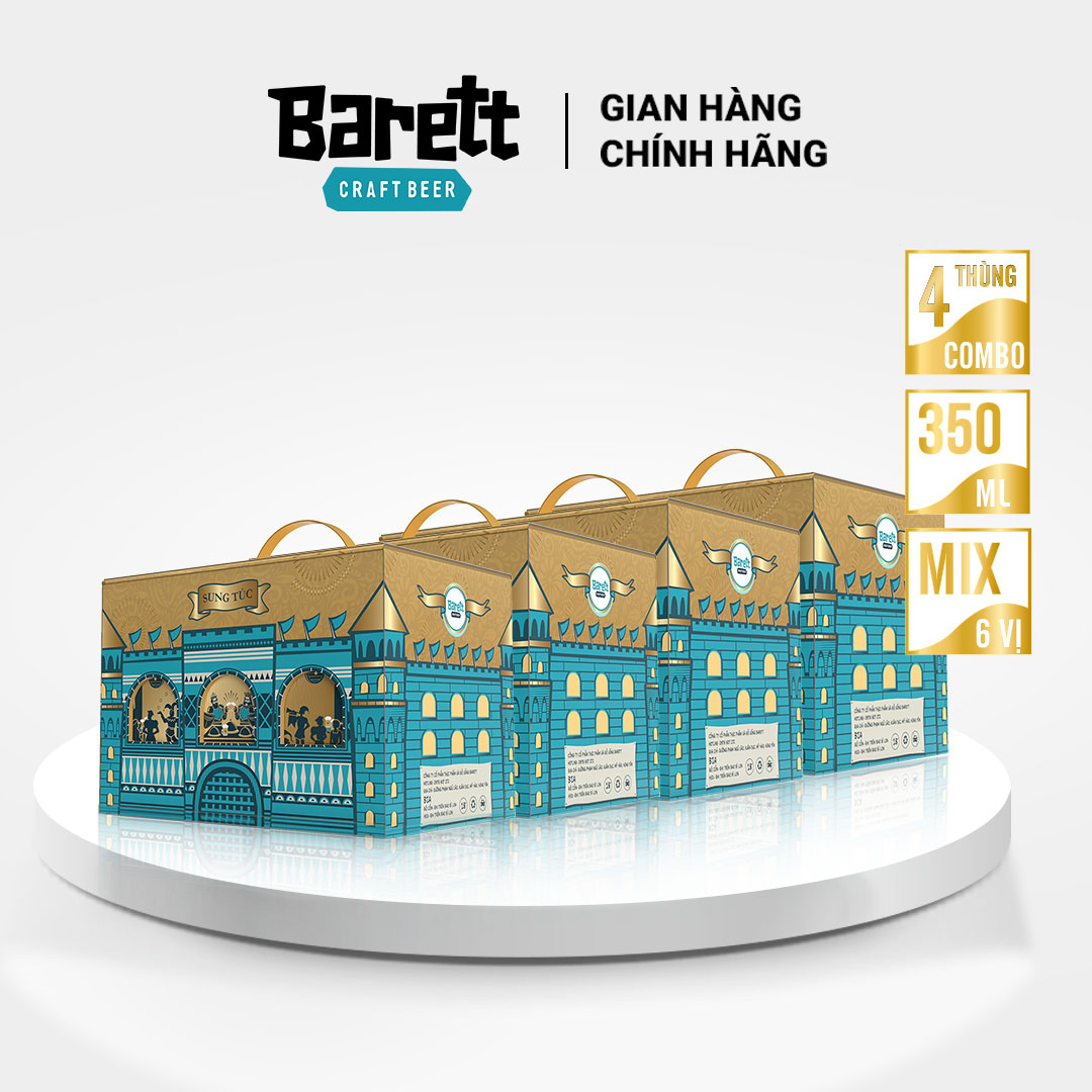 Combo 4 thùng bia thủ công Barett mix 6 vị (330ml/lon)