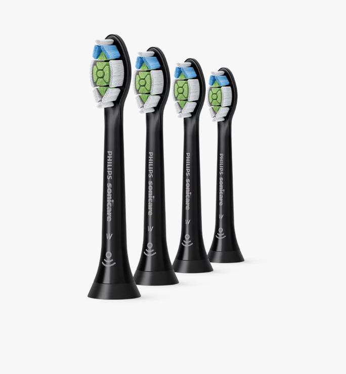 Đầu Bàn Chải Điện W2 Philips Sonicare HX6064/96 Sạch Sâu, Trắng Răng - Bộ 4 Cái - Đen - Hàng Chính Hãng