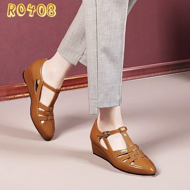 Giày sandal nữ cao gót 2 phân hàng hiệu rosata màu nâu ro408 - HÀNG VIỆT NAM CHẤT LƯỢNG QUỐC TẾ