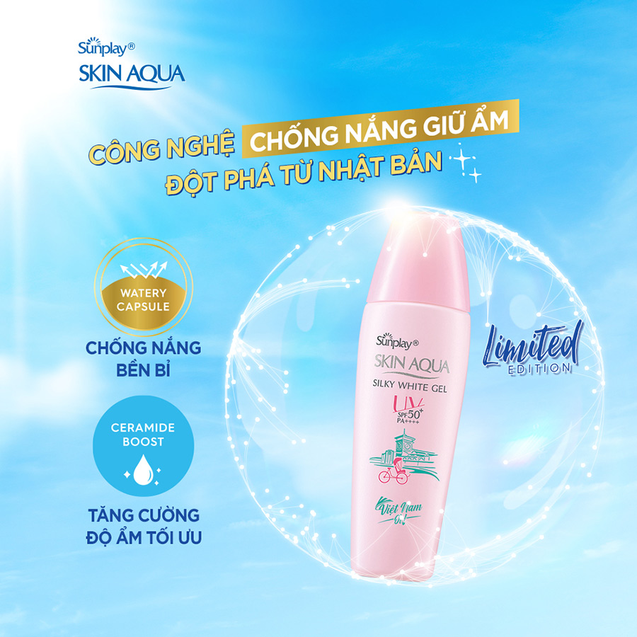 Gel chống nắng dưỡng da trắng mịn Sunplay Skin Aqua Silky White Gel Limited Edition SPF 50+ PA++++ (30g)