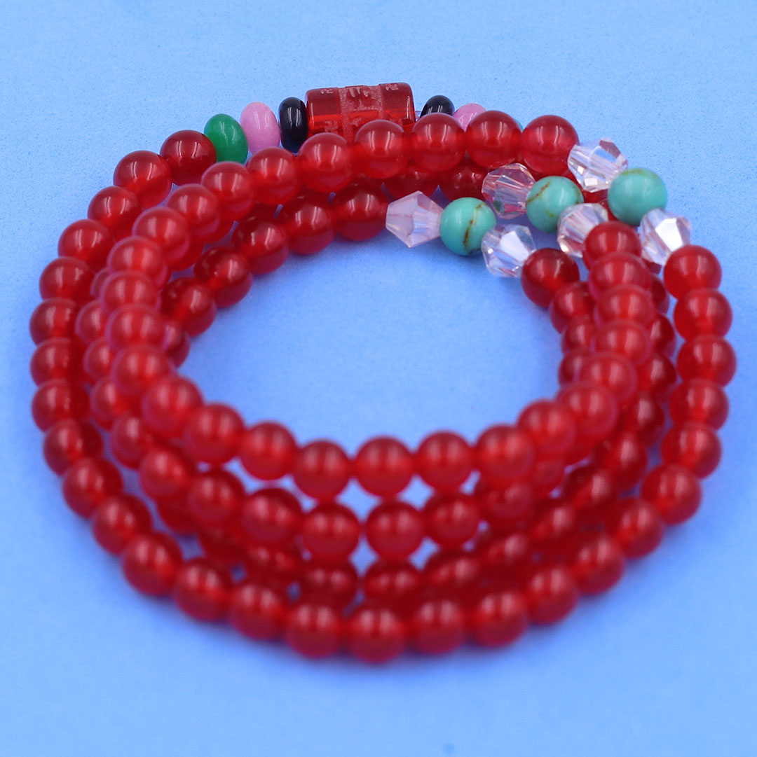 Vòng chuỗi 108 hạt đá thạch anh đỏ charm lục tự chân ngôn - hạt 8 ly , vòng chuỗi niệm Phật, vòng chuỗi đeo tay