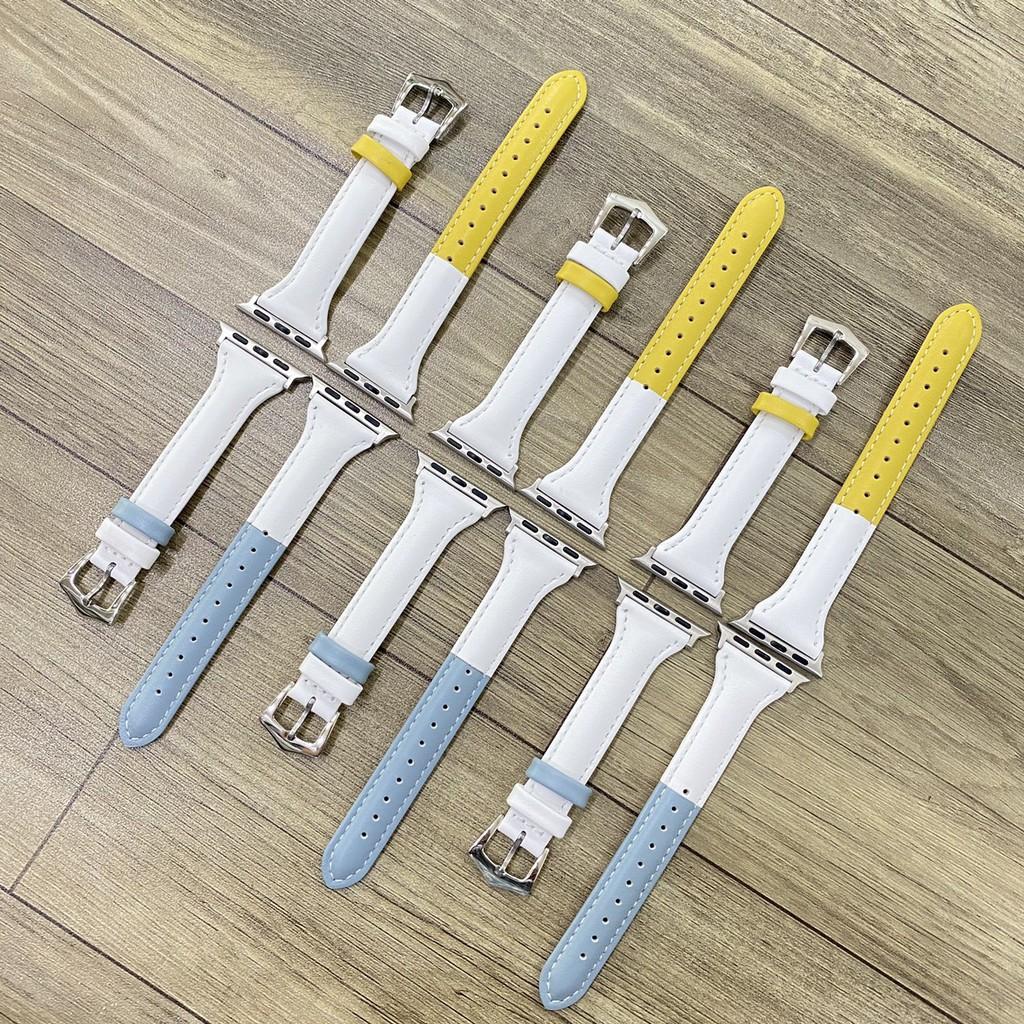 Dây da bản nhỏ mix màu đẹp nhất dành cho apple watch series 1/2/3/4/5/6