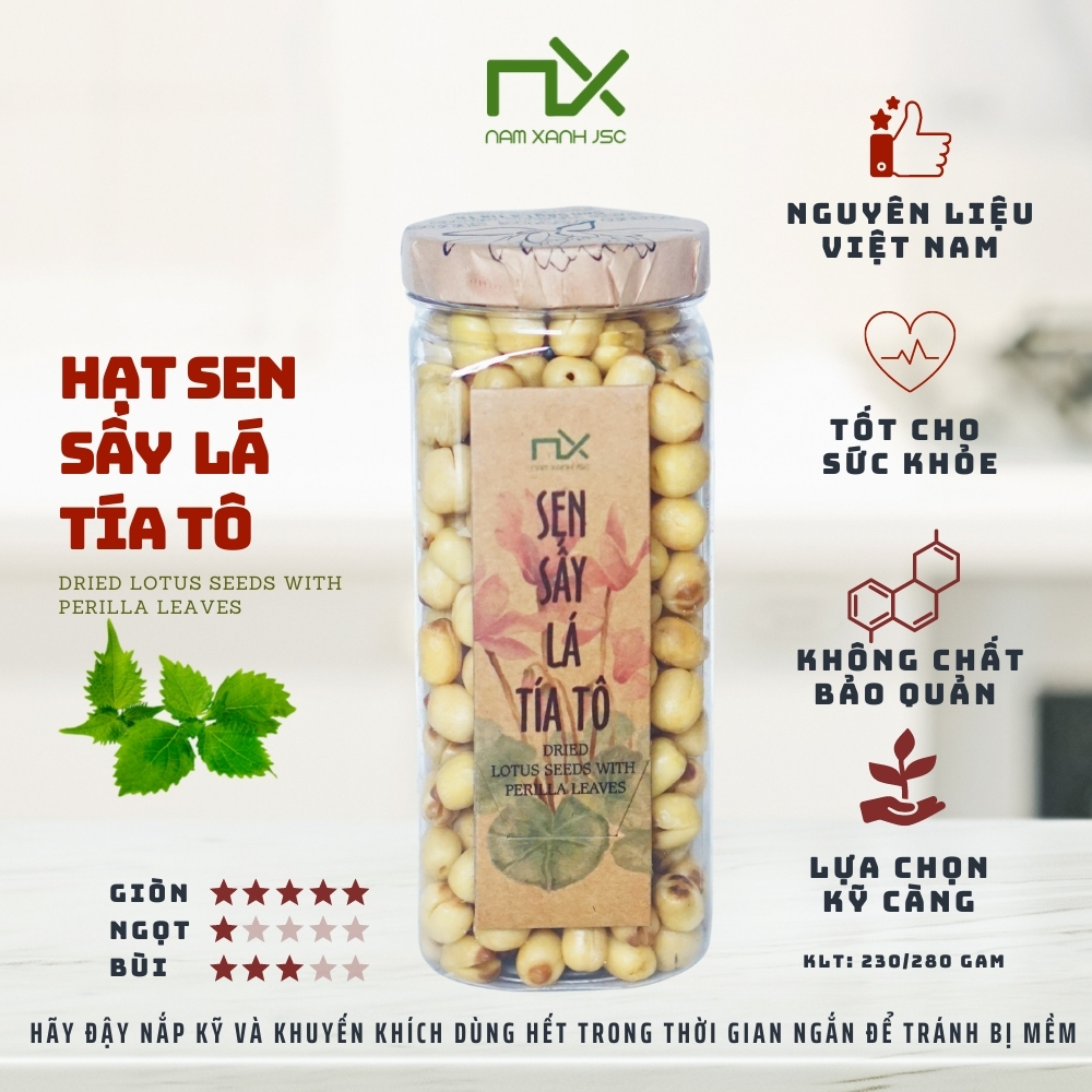 Hạt Sen Sấy Lá Tía Tô 230g / Dried Lotus Seeds With Perilla Leaves 230g