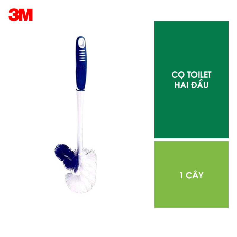 Cọ toilet 2 đầu Scotch-Brite 3M đa năng với đầu nylon bền chắc, không gây trầy xước, chạm đến mọi ngóc ngách