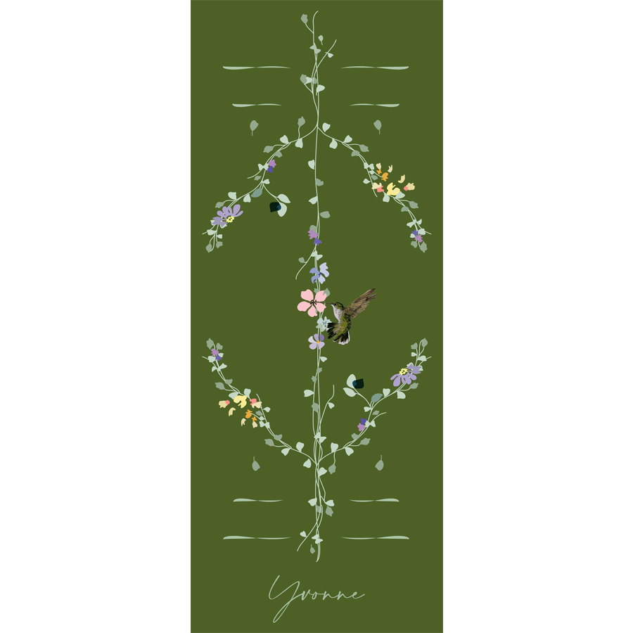 Thảm tập yoga chính hãng Yvonne, Hummingbird (Green Moss) - TẶNG KÈM 3 PHẦN QUÀ - dày 6mm bề mặt nhám, siêu bám, chống trơn trượt, ưa mồ hôi