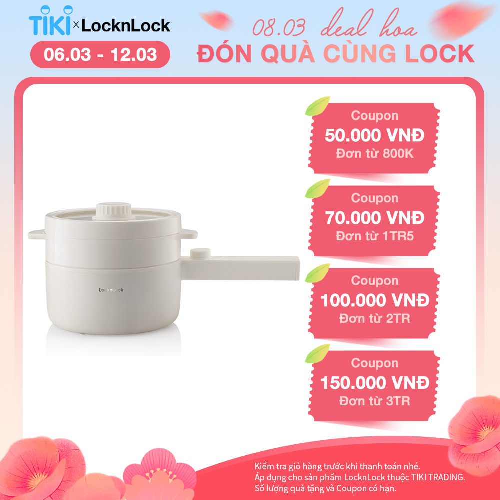 Nồi điện đa năng Locknlock Electric multi pot EJP436IVY 220V, 50Hz, 600W, 1.5L- Màu ngà - Hàng chính hãng