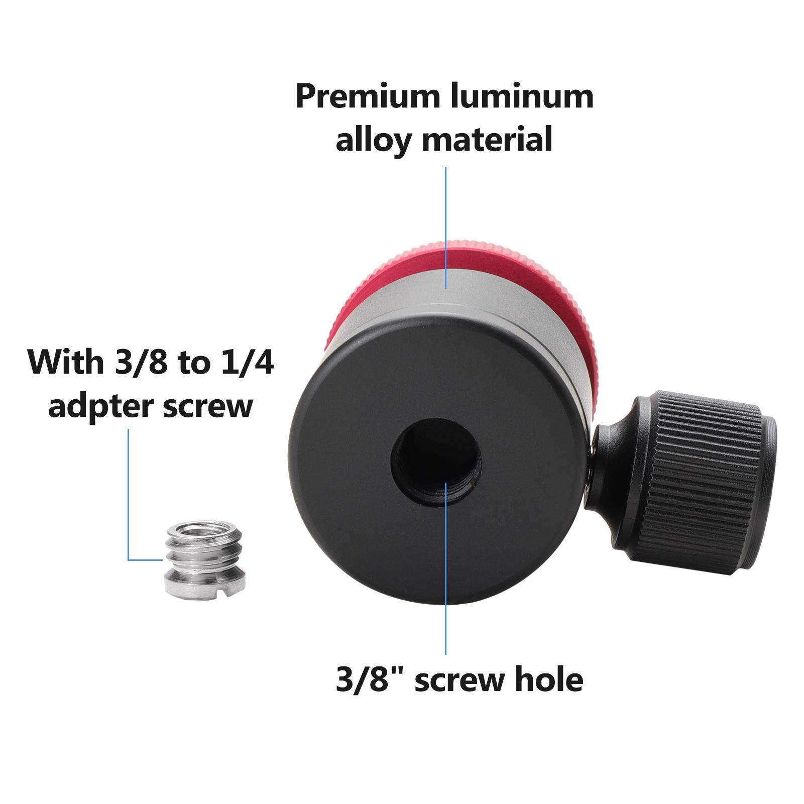 Đầu bóng nhỏ có thể xoay Đầu bóng thay thế phụ kiện chụp ảnh với 3/8 inch Lỗ vít 1/4 inch bằng hợp kim nhôm