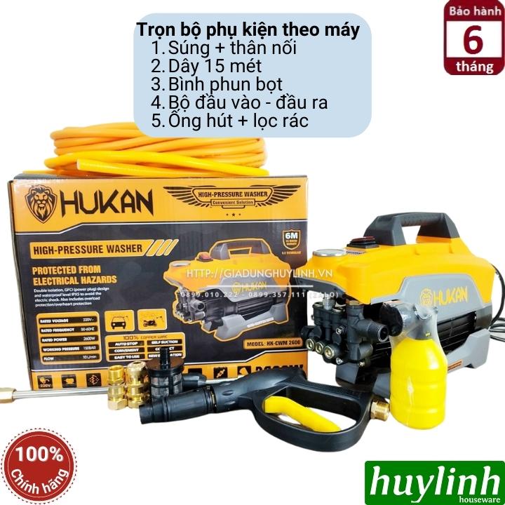 Máy xịt rửa xe Hukan CWM2600 - Công suất 2600W - Áp lực 150 bar - Motor lõi đồng 100% - Tặng khớp nối nhanh đầu ra