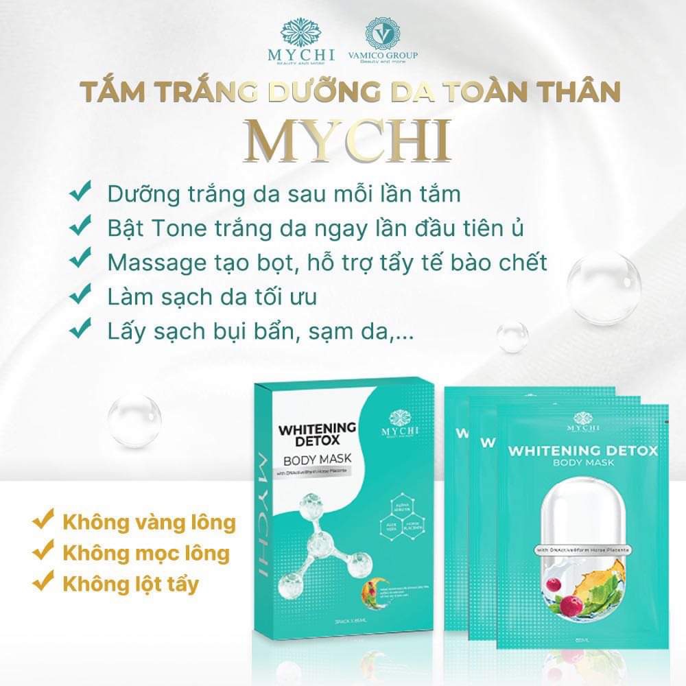 Combo tắm trắng Mychi (Kem body khóa trắng whitening body Essence + tắm trắng Mychi whitening Detox Mask)