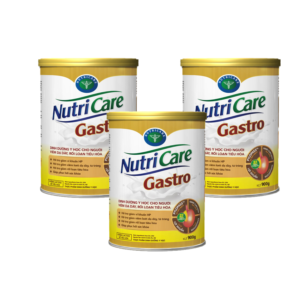 Sữa bột Nutricare Gastro dinh dưỡng y học cho người viêm dạ dày, rối loạn tiêu hoá 3 Hộp (900g)