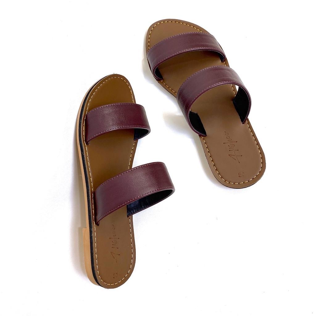 Dép nữ lê thấp dáng sandal đi biển quai ngang đế bệt cao cấp chính hãng có Bigsize S083