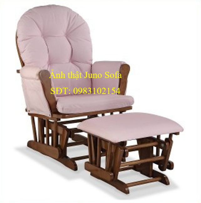 Ghế lắc thư giãn Rocking chair Juno Sofa Màu Nâu - Nệm Hồng phấn