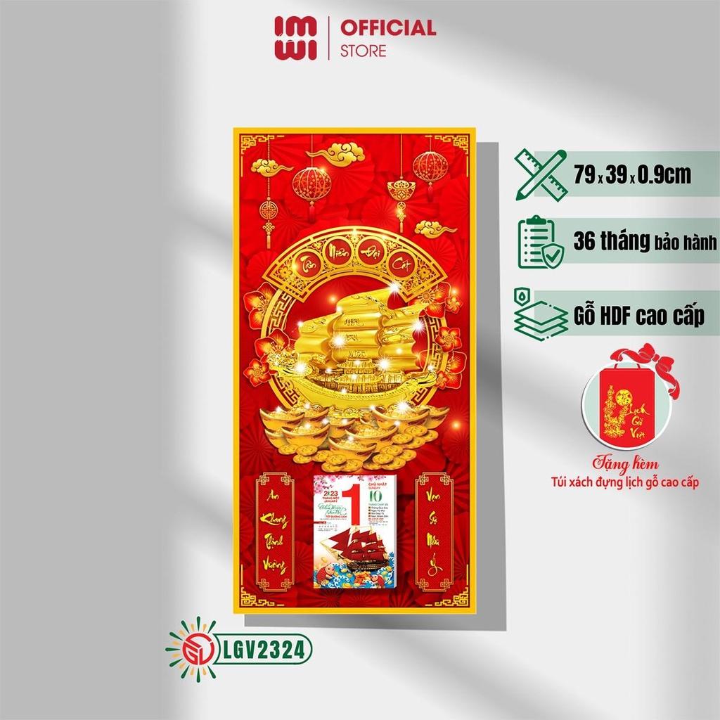 Lịch gỗ phong thủy treo tường Thuận Bườm Xuôi Gió - 79cm x 39cm