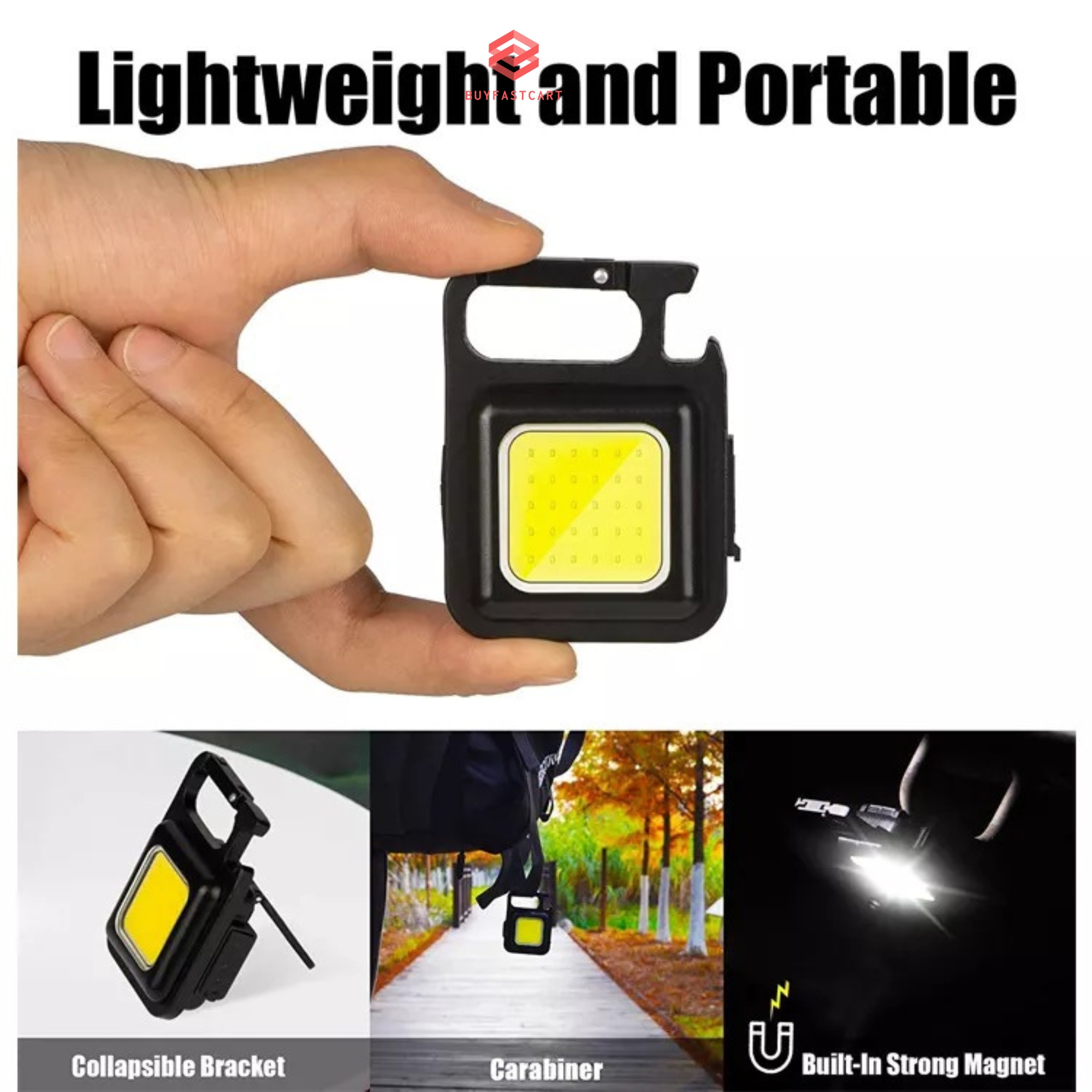 Đèn pin mini móc khóa Buyfastcart Keychain Light siêu sáng 6-&gt;8 giờ đồ chơi đa năng - Hàng chính hãng