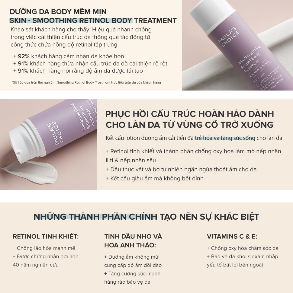 Kem dưỡng thể chống lão hóa Paula's Choice Skin - Smoothing Retinol Body Treatment 118ml- 5800