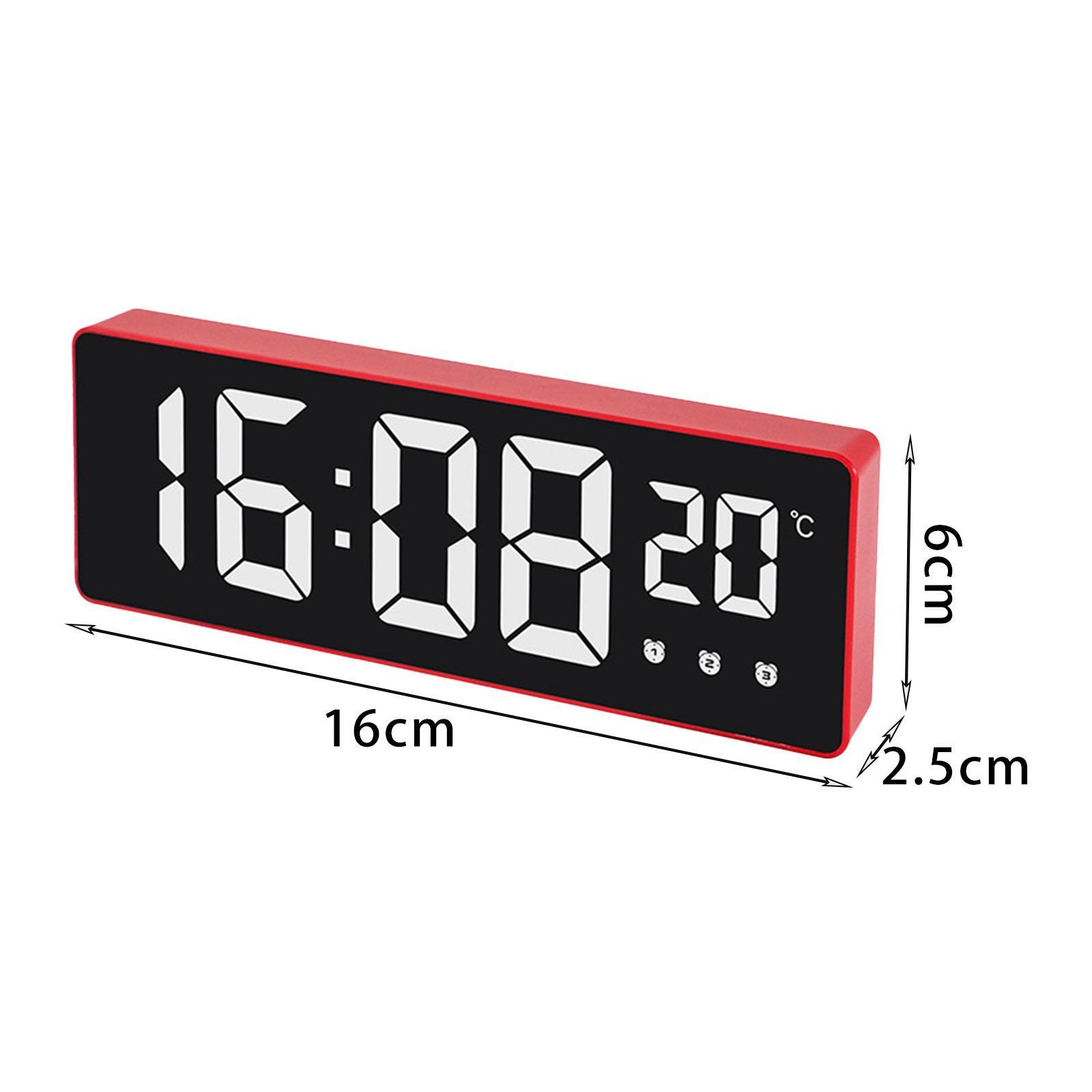 Digital Clock, LED Clock for Bedroom, Electronic Desktop Clock with Temperature Display, Adjustable Brightness, Voice Control