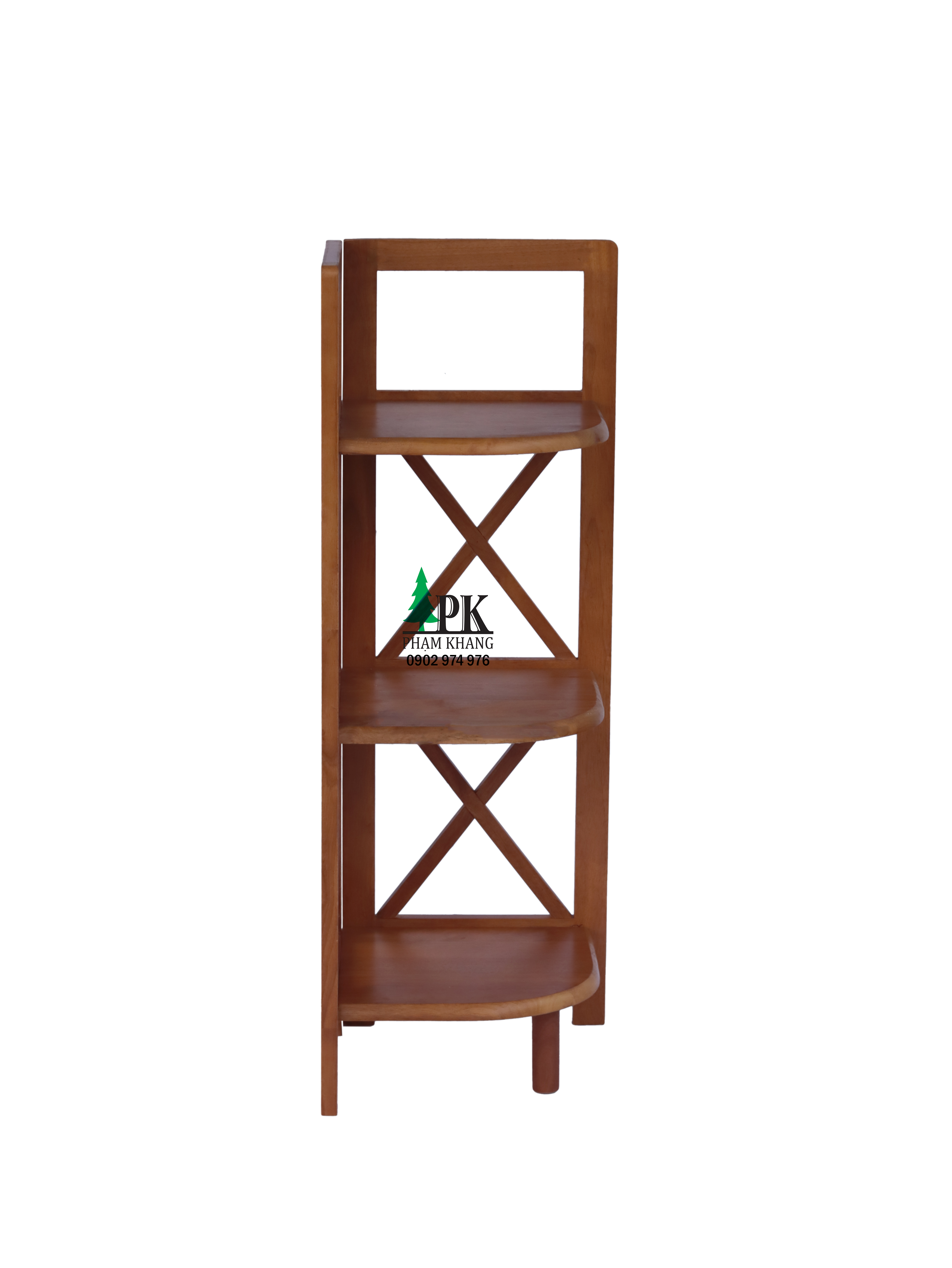 Kệ góc gỗ Phạm Khang 3 tầng rộng 32cm màu vàng cherry