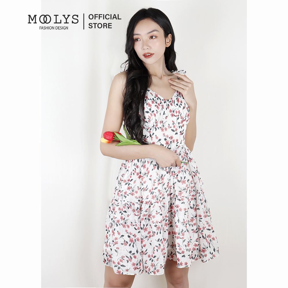 Đầm xoè hai dây hoa nhí dễ thương Moolys MD003