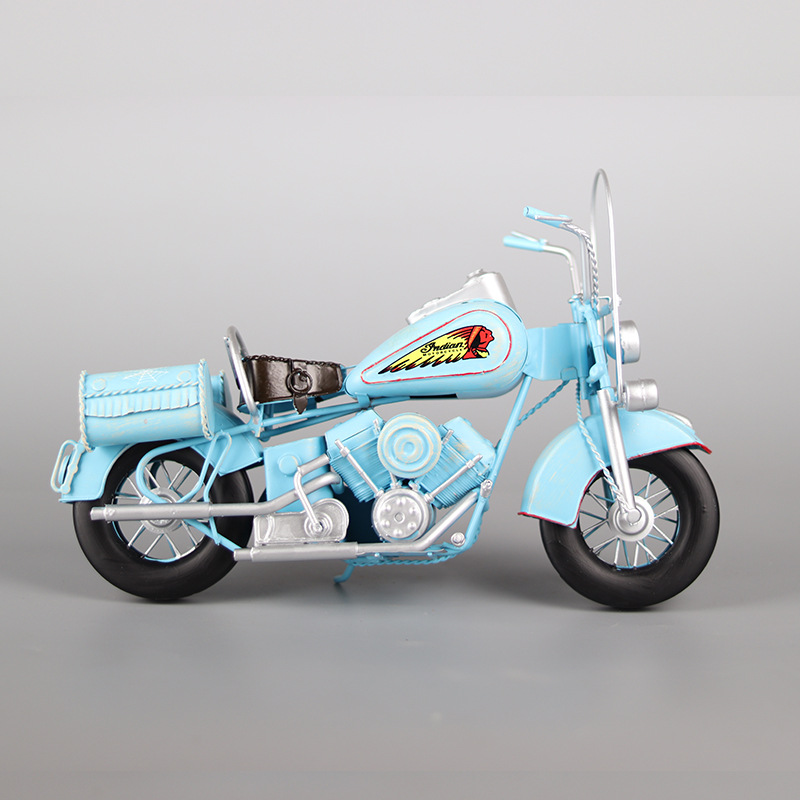Mô Hình Xe Moto Indian Xanh Dương Retro