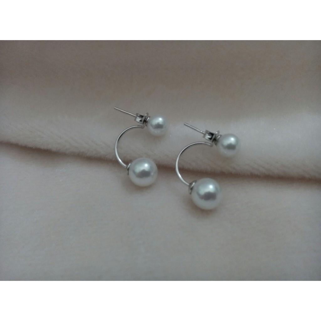 Bông tai s925 cánh cung ngọc trai nhân tạo