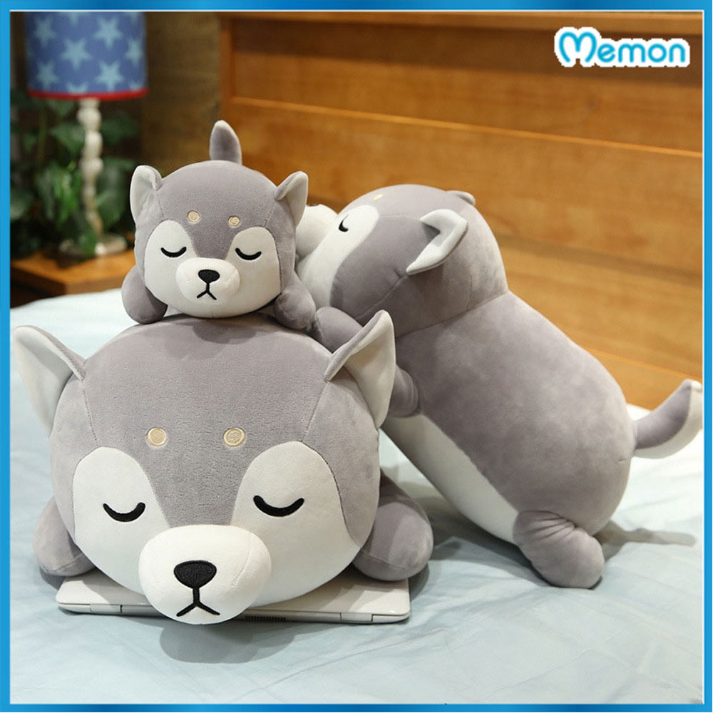Gấu bông chó shiba ngủ cao cấp Memon, chó bông gối ôm chó shiba bông mềm mịn