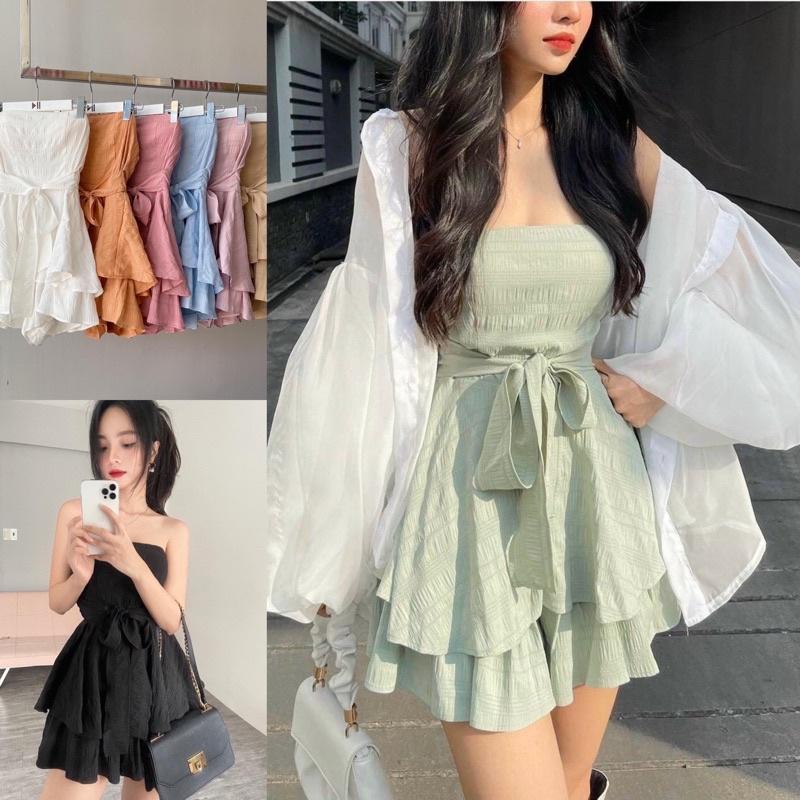JUMPSUIT cúp ngực cột nơ mút ngực