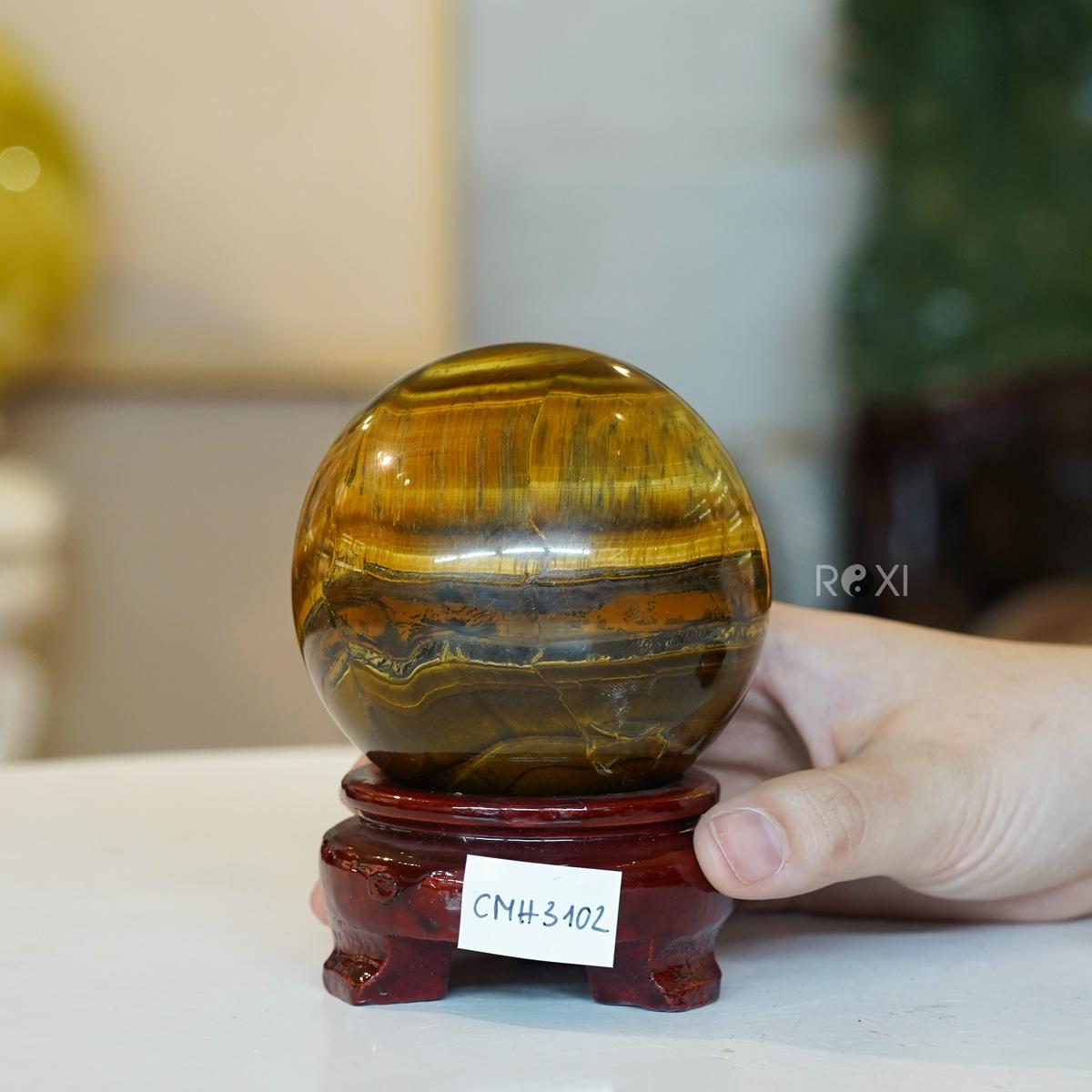 Quả Cầu phong thủy đá mắt hổ 0,71kg - 7,9cm