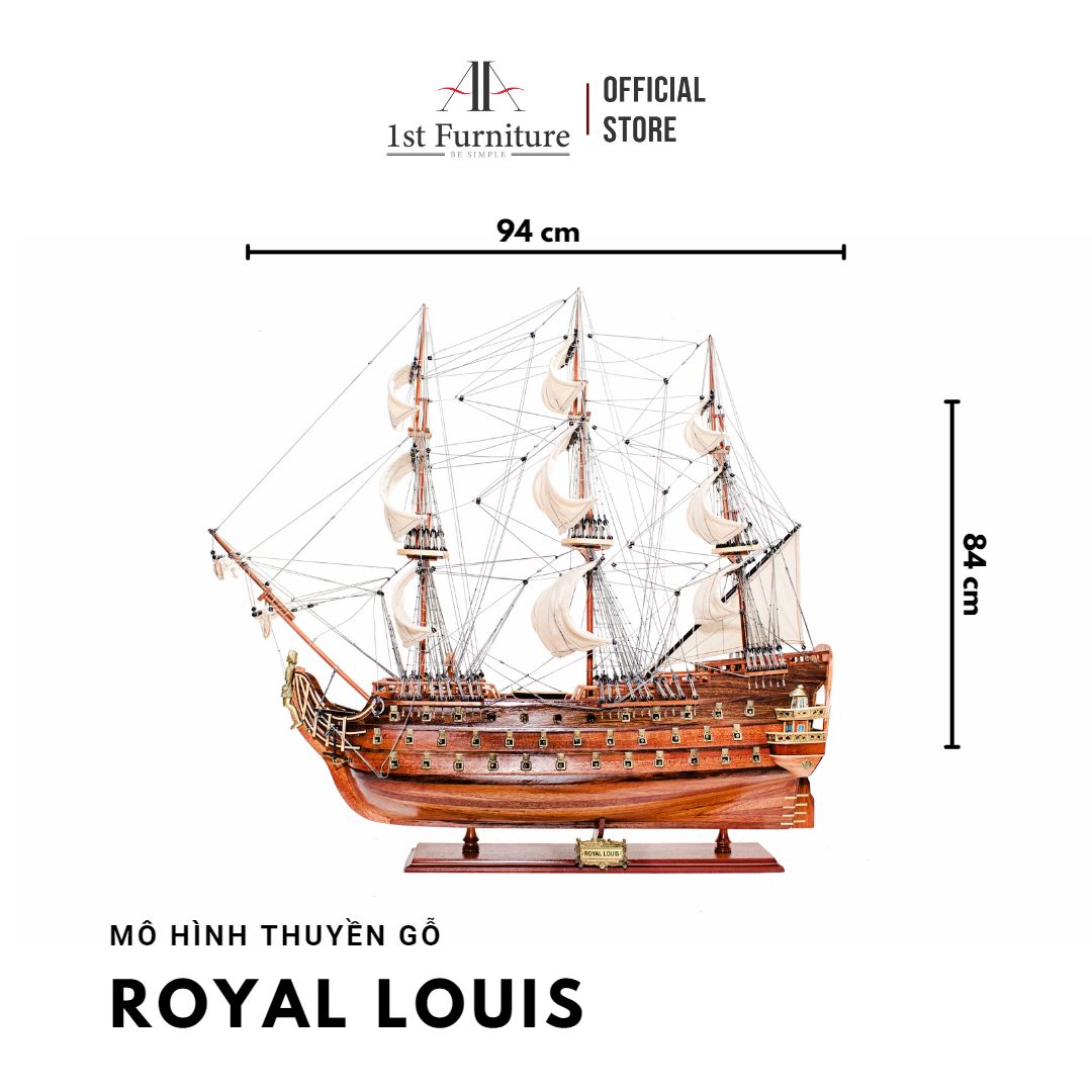 Mô hình thuyền cổ ROYAL-LOUIS cao cấp, mô hình thuyền gỗ tự nhiên sang trọng lắp ráp sẵn 1st FURNITURE