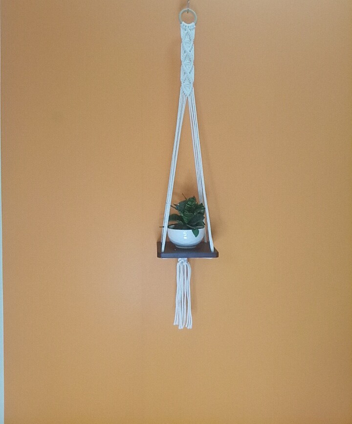 Kệ trang trí treo dây macrame handmade kệ gỗ vuông treo tường