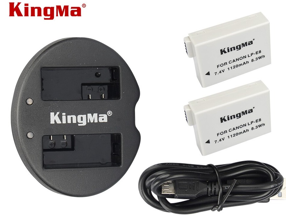 Bộ 2 pin 1 sạc đôi Kingma for Canon LP-E8 - Hàng chính hãng