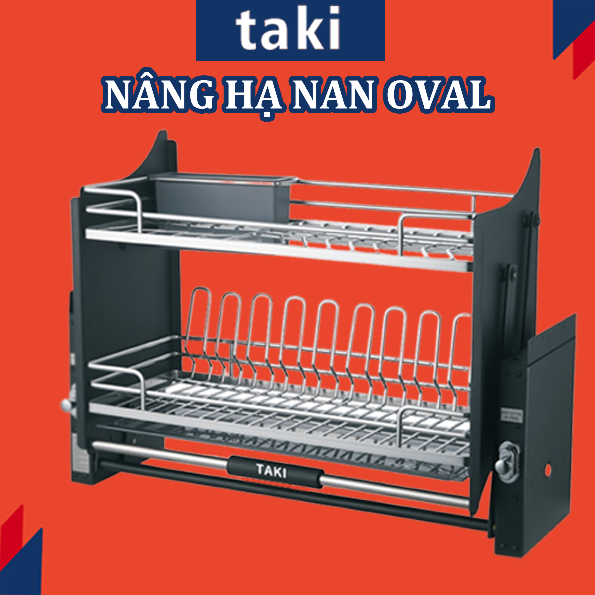 {Hàng Cao Cấp} Giá Bát Đĩa Nâng Hạ TAKI Nan OVAL INOX KHÔNG GỈ 304 - Mẫu Mới 2023- Giống Eurogold - Bảo Hành Viễn