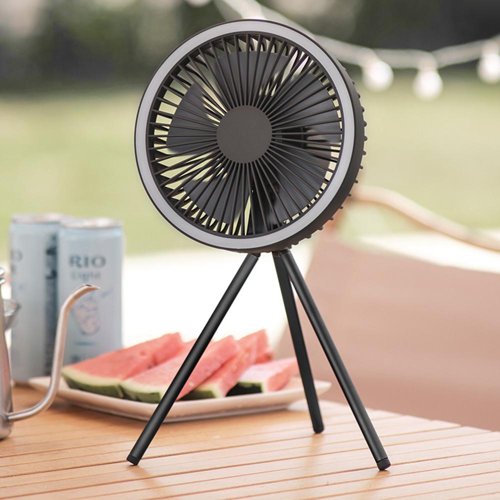 7 inch Fan Lamp 3 Speed Household Tripod Desktop 10000mAh LED Lighting Portable Small Ceiling Fan Emergency Power