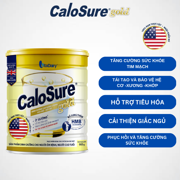 Sữa bột Calosure Gold ít đường 900g giúp tăng cường sức khỏe tim mạch, bảo vệ cơ xương khớp, ngủ ngon, tiêu hóa tốt - VitaDairy