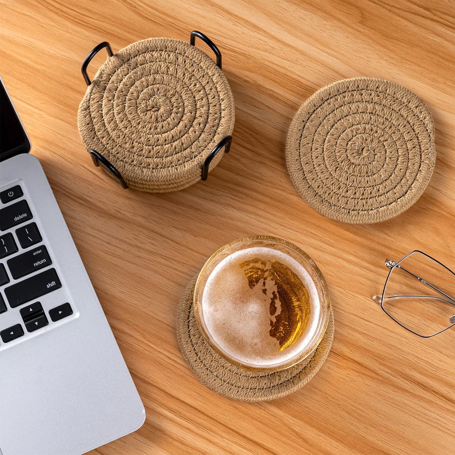 Lượng đế uống đồ uống có đế lót ly dệt cổ điển ， bao phủ vải dệt bằng tay chống nhiệt