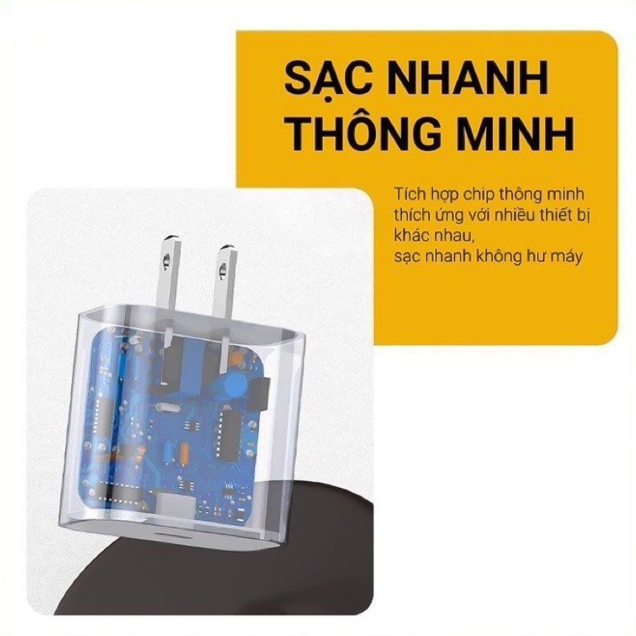 Bộ củ cáp sạc nhanh Vinetteam PD20W không nóng máy, an toàn ổn định khi sử dụng - hàng chính hãng