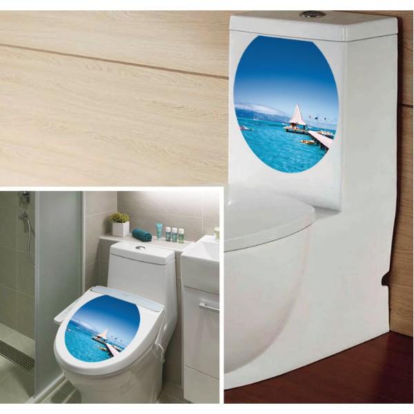 Decal trang trí Toilet cao cấp - Bãi biển lớn A.H