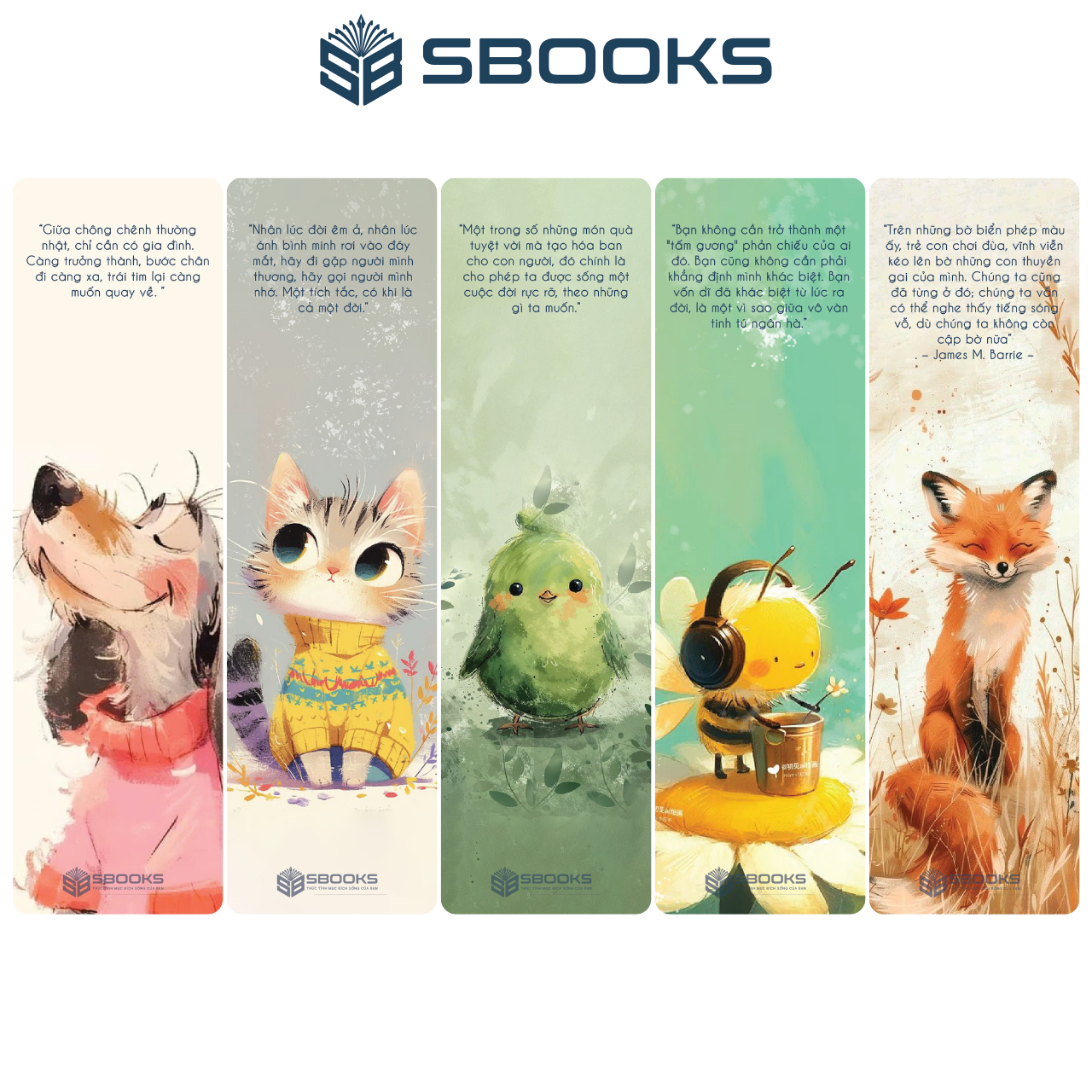 5 Cái Bookmark Kẹp Sách, Dấu Trang Hoạ Tiết Động Vật - SBOOKS